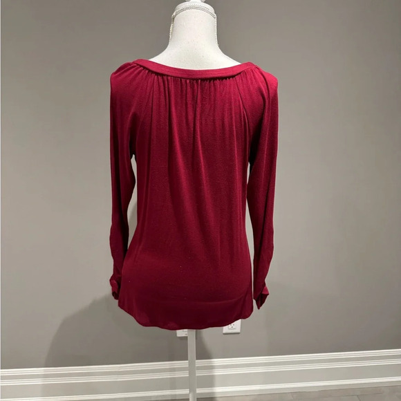 Women's Burgundy Long Sleeve Top - Picture 2 of 3